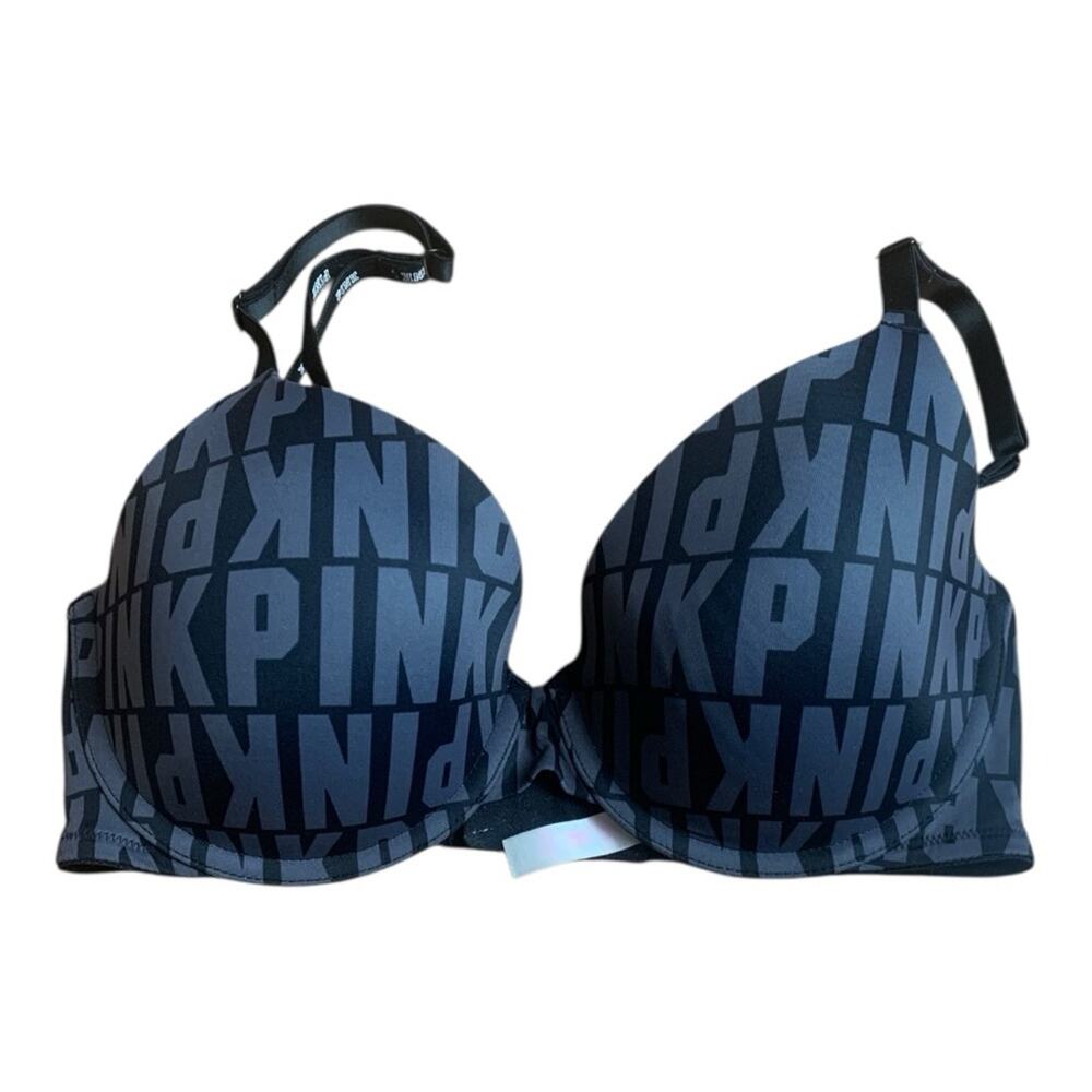 Victoria's Secret 32 DD wear everywhere t shirt bra lightly lined bra black gray